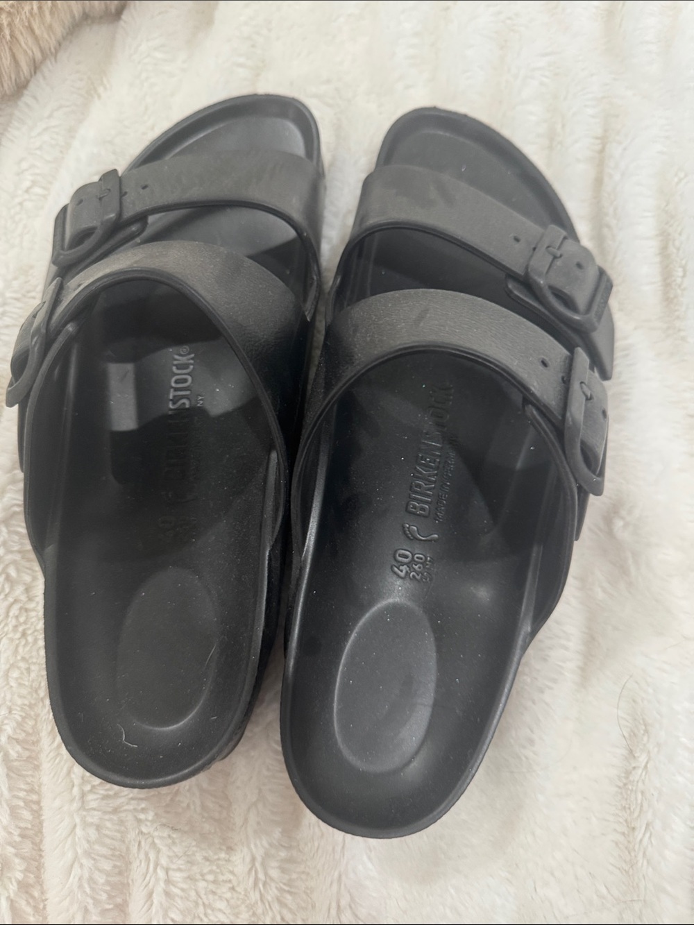 Birkenstocks black plastic material size 40
